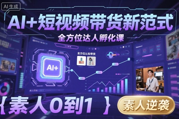 AI+短视频带货新范式全方位达人孵化课，素人也可以从0到1，全方位认知短视频带货-冷静项目网