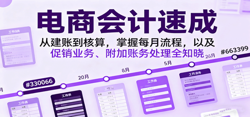 电商会计速成，从建账到核算，掌握每月流程，以及促销业务、附加账务处理全知晓-冷静项目网