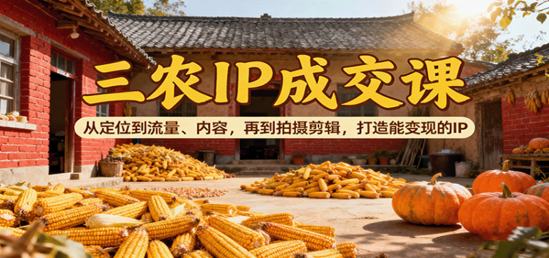 三农IP成交课：从定位到流量、内容，再到拍摄剪辑，打造能变现的IP-冷静项目网