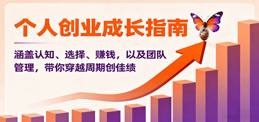 个人创业成长指南：涵盖认知、选择、赚钱，以及团队管理，带你穿越周期创佳绩-冷静项目网