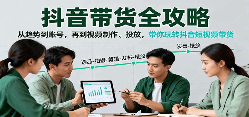 抖音带货全攻略:从趋势到账号,再到视频制作、投放,带你玩转抖音短视频带货-冷静项目网