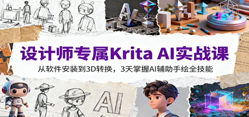 设计师专属Krita AI实战课：从软件安装到3D转换，3天掌握AI辅助手绘全技能-冷静项目网