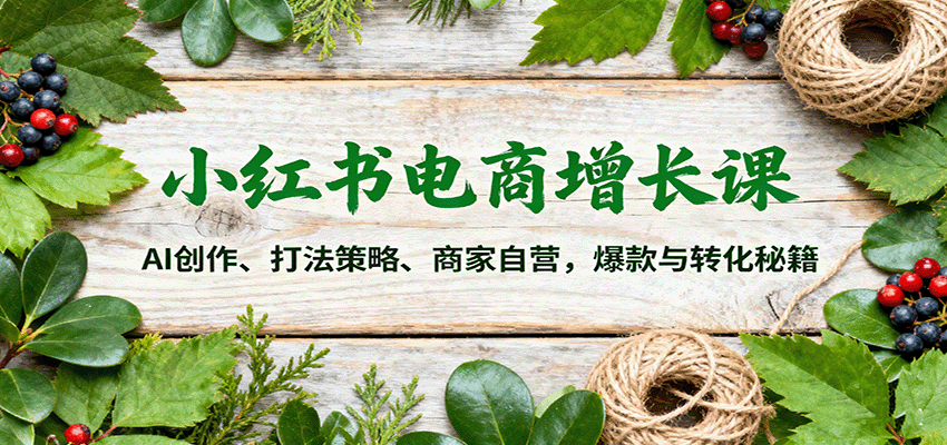 小红书电商增长课:AI创作、打法策略、商家自营,爆款与转化秘籍-冷静项目网