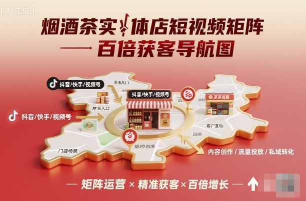 烟酒茶实体店短视频矩阵百倍获客导航图-冷静项目网