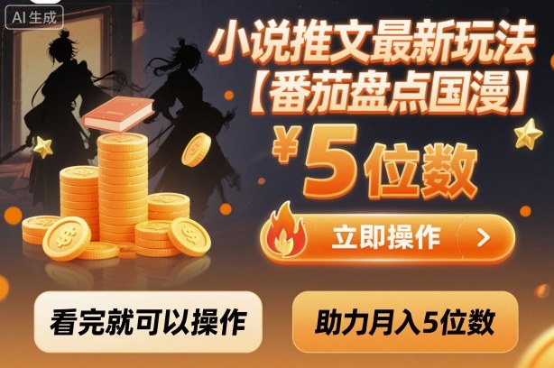 小说推文最新玩法，助力月入5位数【番茄盘点国漫】玩法，看完就可以操作-冷静项目网