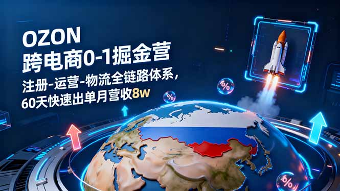 (16277期)OZON跨境电商0-1掘金营:注册-运营-物流全链路体系,60天快速出单月营收8w-冷静项目网