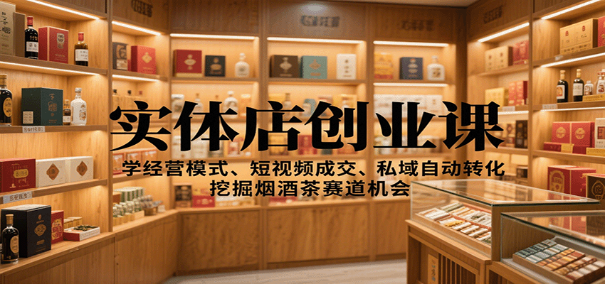 实体店创业课:学经营模式、短视频成交、私域自动转化,挖掘烟酒茶赛道机会-冷静项目网