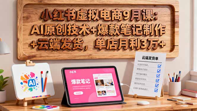 （16287期）小红书虚拟电商9月课：AI原创技术+爆款笔记制作+云端发货，单店月利3万+-冷静项目网