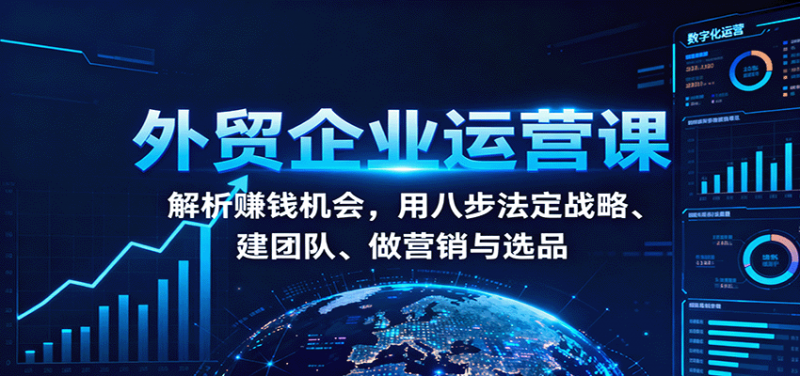 外贸企业运营课：解析赚钱机会，用八步法定战略、建团队、做营销与选品-冷静项目网