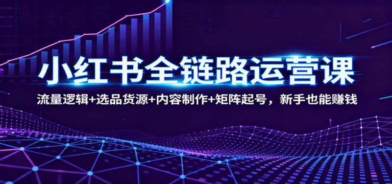 小红书全链路运营课：流量逻辑+选品货源+内容制作+矩阵起号，新手也能赚钱-冷静项目网