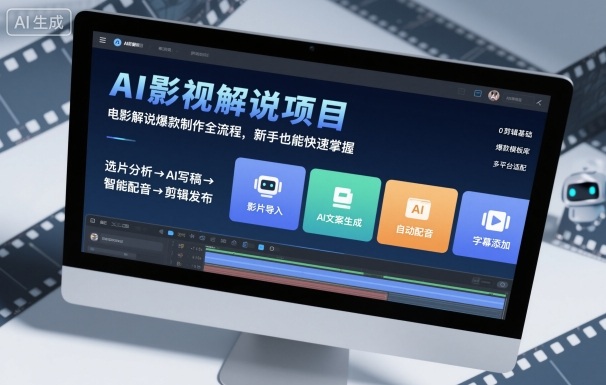 AI影视解说项目,电影解说爆款制作全流程,新手也能快速掌握-冷静项目网