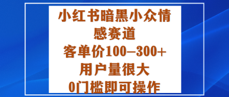 小红书暗黑小众情感赛道,客单价100-300+用户量很大,0门槛即可操作-冷静项目网