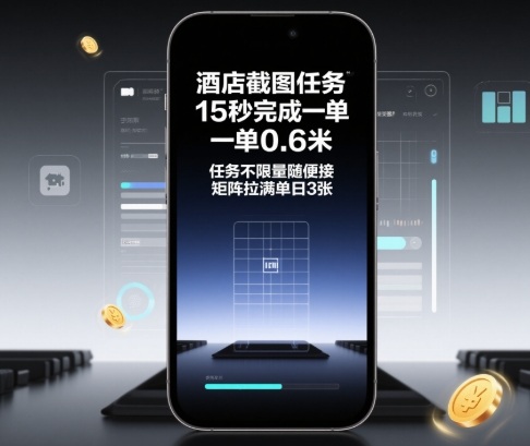 酒店截图任务，15秒完成一单，一单0.6米，任务不限量随便接，矩阵拉满单日3张-冷静项目网