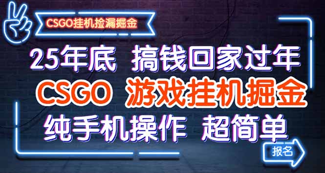 (16343期)25年底搞钱回家过年,CSGO游戏挂机掘金,纯手机操作超简单-冷静项目网