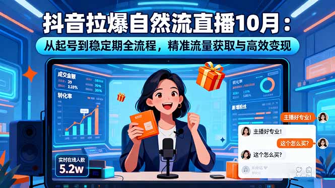 (16339期)抖音拉爆自然流直播10月:从起号到稳定期全流程,精准流量获取与高效变现-冷静项目网