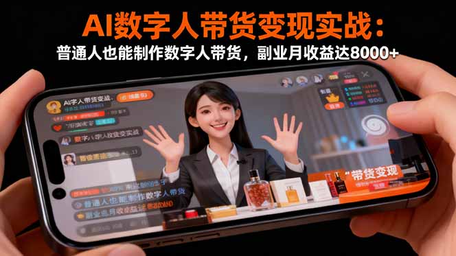(16377期)AI数字人带货变现实战:普通人也能制作数字人带货,副业月收益达8000+-冷静项目网
