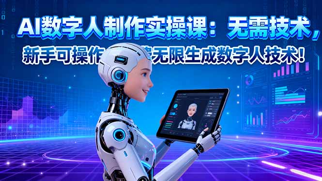 （16376期）AI数字人制作实操课：无需技术，新手可操作，免费无限生成数字人技术！-冷静项目网
