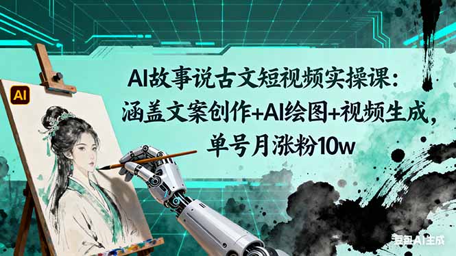 （16369期）AI故事说古文短视频实操课：涵盖文案创作+AI绘图+视频生成，单号月涨粉10w-冷静项目网