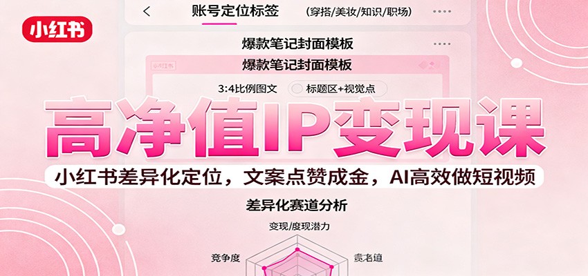 高净值IP变现课:小红书差异化定位,文案点赞成金, AI高效做短视频-冷静项目网