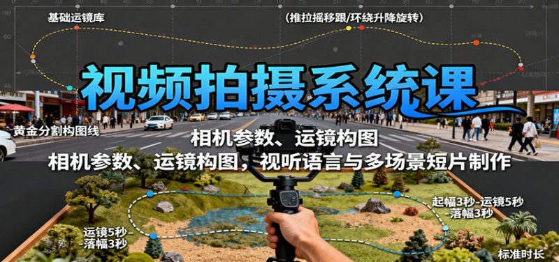 视频拍摄系统课：相机参数、运镜构图，视听语言与多场景短片制作-冷静项目网