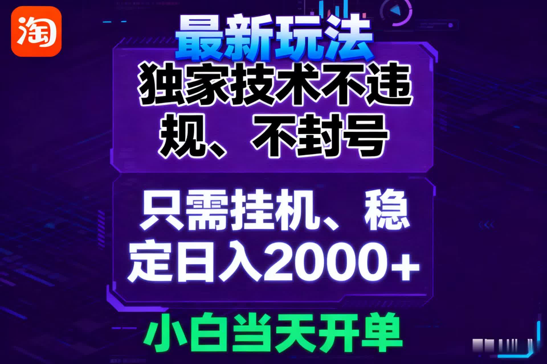 淘宝无人直播最新 独家技术不违规,也不封号,只需要挂机, 稳定日入2000+-冷静项目网