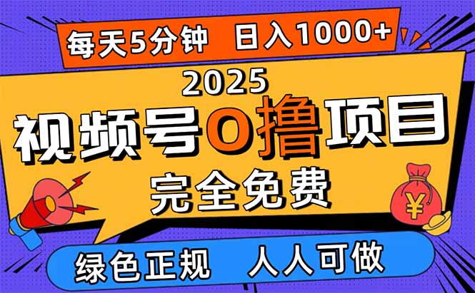 (16388期)2025视频号0撸项目,5分钟一个号,日入1000+,人人可做-冷静项目网