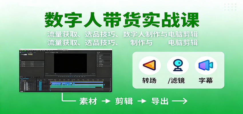 数字人变现实战课:流量获取、选品技巧、数字人制作与电脑剪辑-冷静项目网