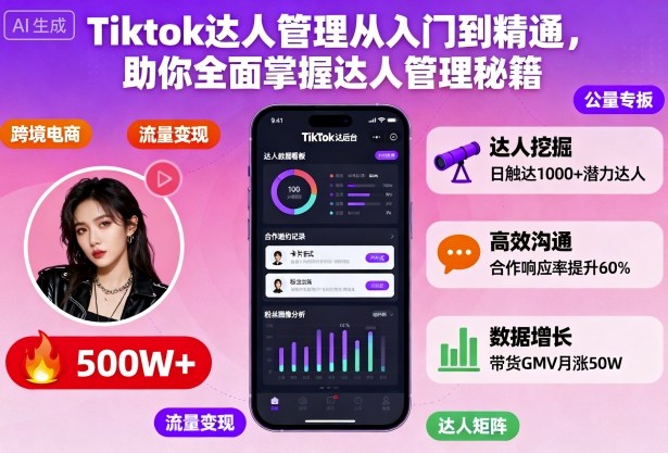 Tiktok达人管理从入门到精通，助你全面掌握达人管理秘籍-冷静项目网