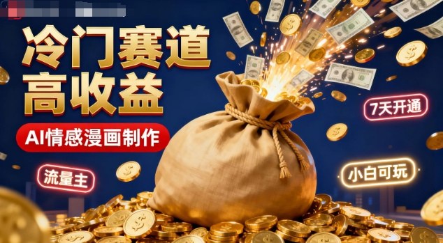 公众号冷门赛道，用AI做情感漫画，7天开通流量主，操作简单，小白可玩-冷静项目网