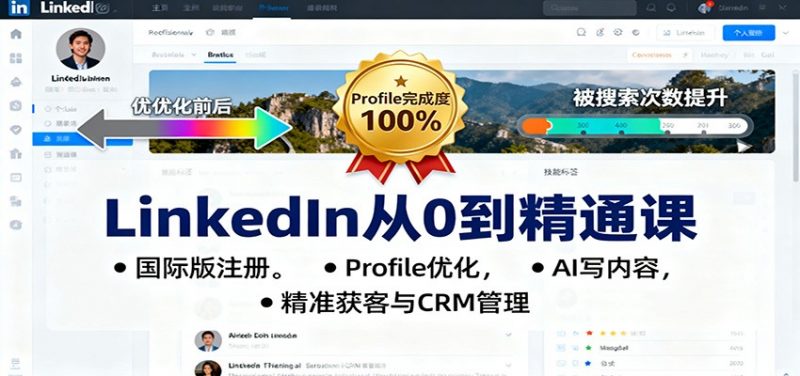 LinkedIn从0到精通课:国际版注册,Profile优化,AI写内容,精准获客与CRM管理-冷静项目网