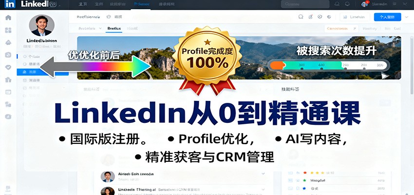 LinkedIn从0到精通课:国际版注册,Profile优化,AI写内容,精准获客与CRM管理-冷静项目网