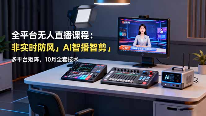 （16414期）全平台无人直播课程：非实时防风＋AI智播智剪＋多平台矩阵，10月全套技术-冷静项目网