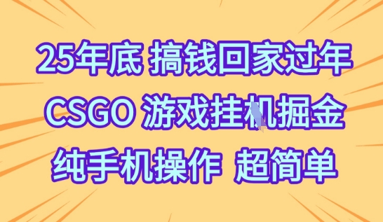 25年底搞钱回家过年,CSGO游戏挂G掘金,纯手机操作超简单-冷静项目网