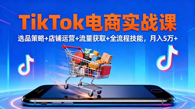 (16422期)TikTok电商实战课10月,选品策略+店铺运营+流量获取+全流程技能,月入5万+-冷静项目网