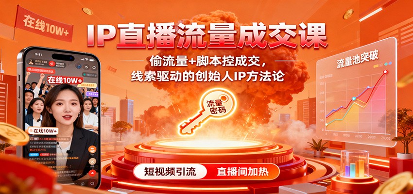 IP直播流量成交课:偷流量+脚本控成交,线索驱动的创始人IP方法论-冷静项目网