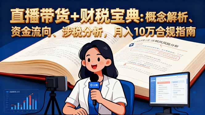 （16444期）直播带货+财税宝典：概念解析、资金流向、涉税分析，月入10万合规指南-冷静项目网