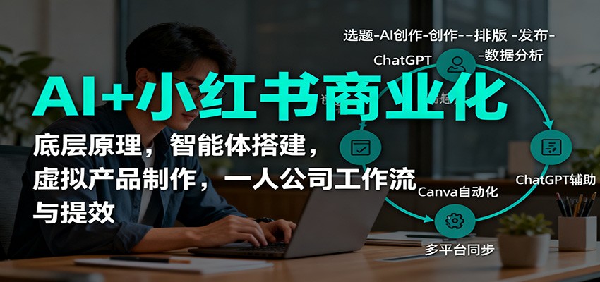 AI+小红书商业化，底层原理，智能体搭建，虚拟产品制作，一人公司工作流与提效-冷静项目网