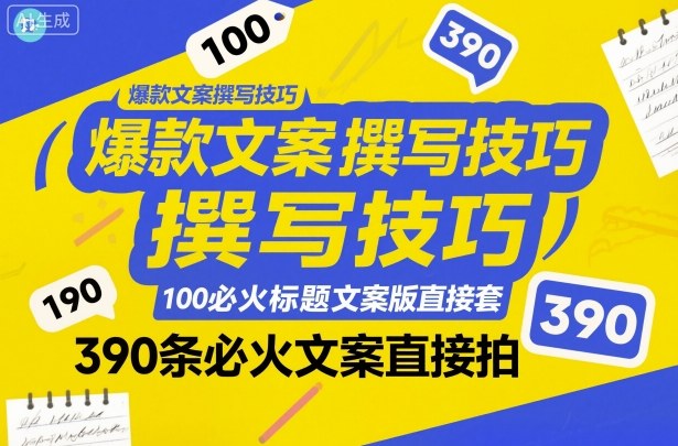 爆款文案撰写技巧，100个必火标题文案模版直接套，390条必火文案直接拍-冷静项目网