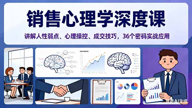(16456期)销售心理学深度课,讲解人性弱点、心理操控、成交技巧,36个密码实战应用-冷静项目网