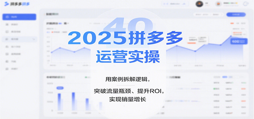 2025拼多多运营实操，用案例拆解逻辑，突破流量瓶颈、提升ROI，实现销量增长-冷静项目网