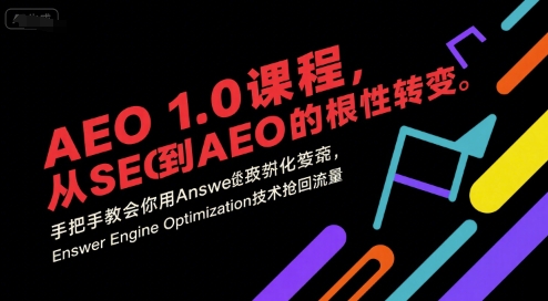 AEO 1.0 课程，从SEO到AE0的基命性转变，手把手教会你用AnswerEngineOptimization技术抢回流量（更新）-冷静项目网