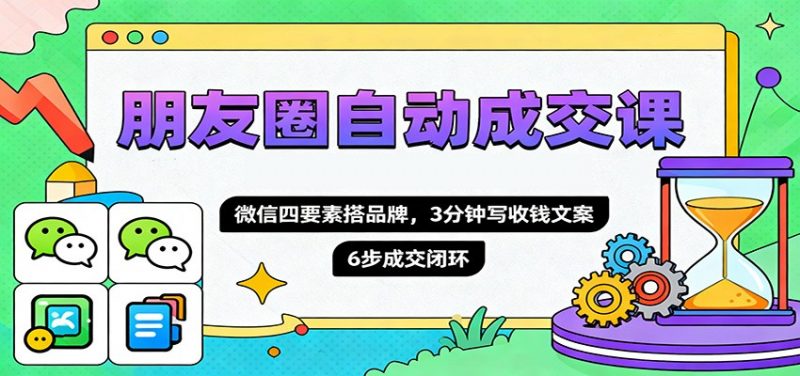 朋友圈自动成交课,微信四要素搭品牌,3分钟写收钱文案,6步成交闭环-冷静项目网