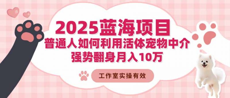 (16489期)2025蓝海项目:普通人如何利用活体宠物中介,强势翻身月入10万-冷静项目网