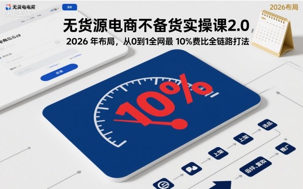 无货源电商不备货实操课2.0，2026年布局，从0到1全网最低10%费比全链路打法【更新中】-冷静项目网