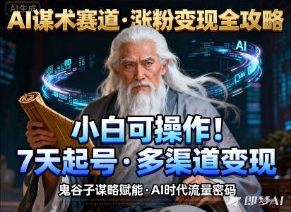 AI谋术赛道，涨粉快速，变现方式多样，小白可操作-冷静项目网