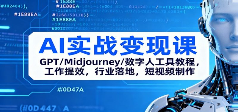 AI实战变现课：GPT/Midjourney/数字人工具教程，工作提效，行业落地，短视频制作-冷静项目网