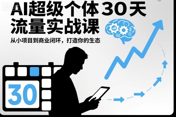 AI超级个体30天流量实战课,从小项目到商业闭环,打造你的生态-冷静项目网