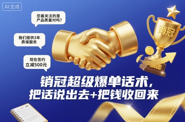 销冠超级爆单话术，把话说出去+把钱收回来-冷静项目网