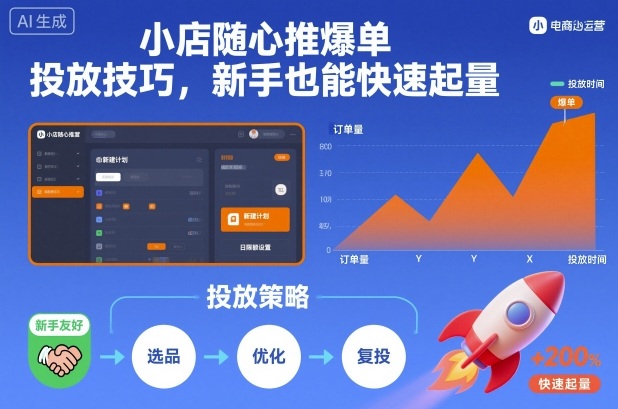 小店随心推爆单投放技巧，新手也能快速起量-冷静项目网