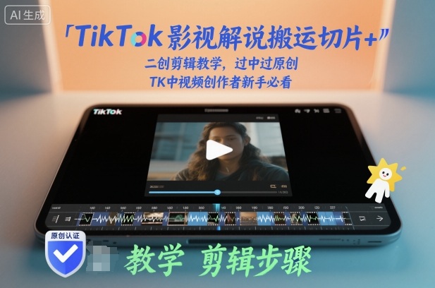 TikTok影视解说搬运切片+二创剪辑教学，过中过原创，TK中视频创作者新手必看-冷静项目网